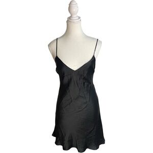 Zara Satin Mini Slip Dress Black